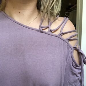 Lace up one shoulder top.